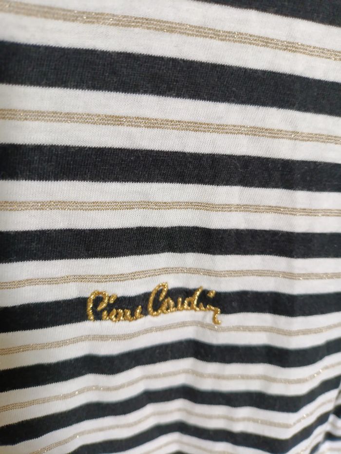 T-shirt rayé noir et blanc Pierre Cardin vintage - photo numéro 2