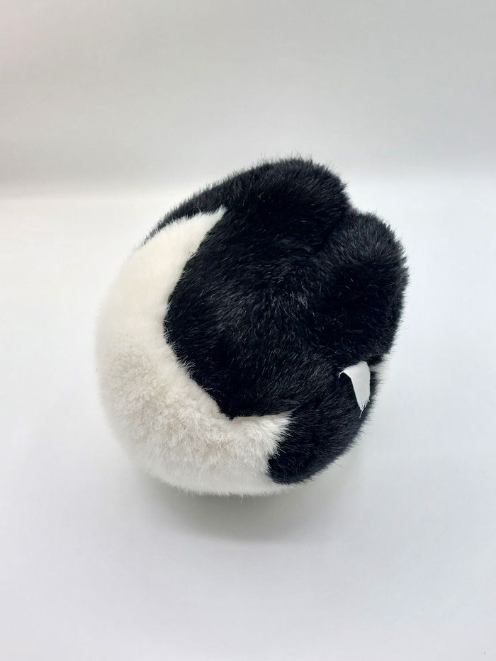 Petite peluche ours panda boule noir blanc nœud rouge pois 20 cm Vintage doudou - photo numéro 5