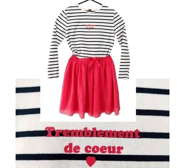 12 ans ensemble teeshirt tape a l oeil et jupe kiabi