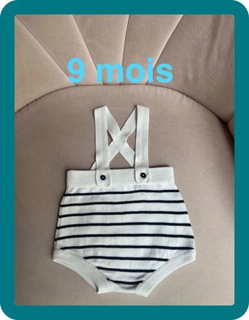 Bloomer en coton blanc rayé marine 9 mois - Bout'chou