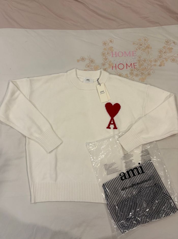 Pull AMI Paris Blanc Taille S - photo numéro 3