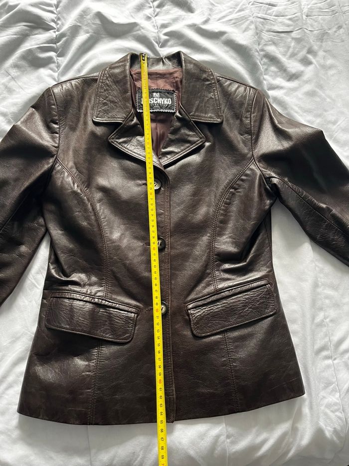 Veste courte cuir marron - photo numéro 3