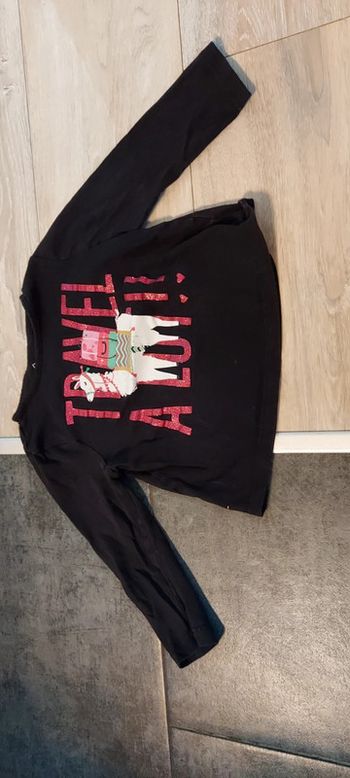 T shirt manche longue fille noir, taille 2/3 ans
