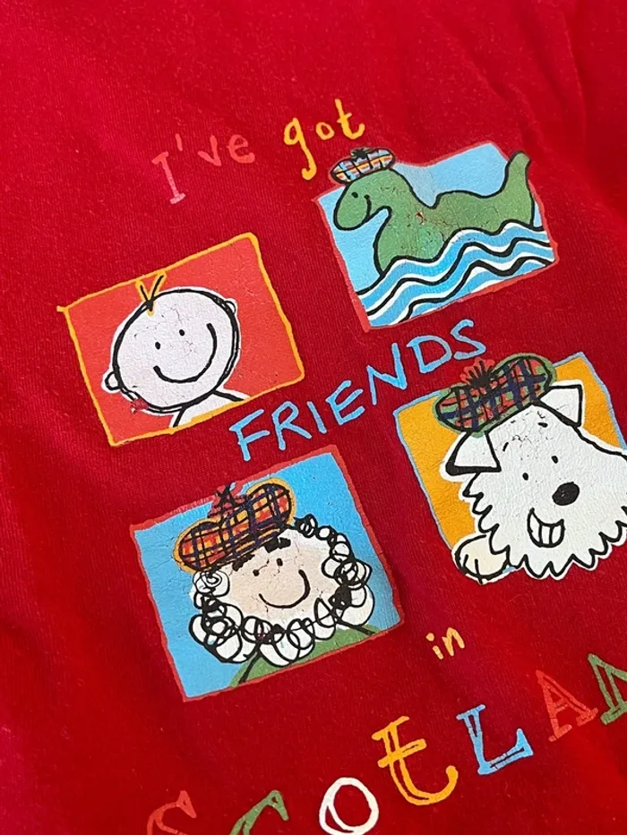 T-shirt rouge vintage souvenir écosse taille S - photo numéro 7