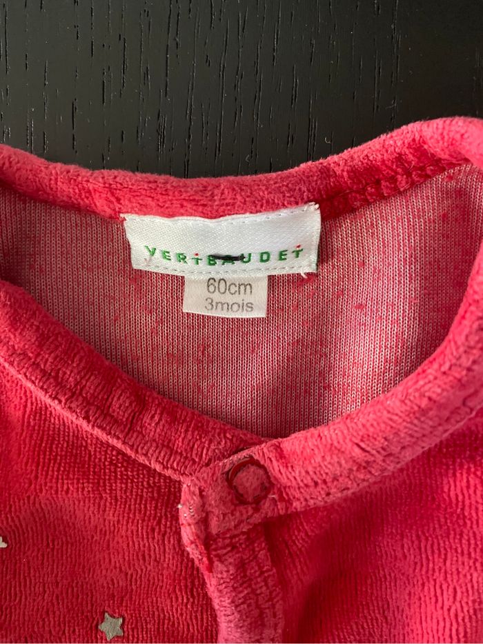 Lot 2 pyjamas velours chaud hiver pressions bébé fille 3 mois - photo numéro 3