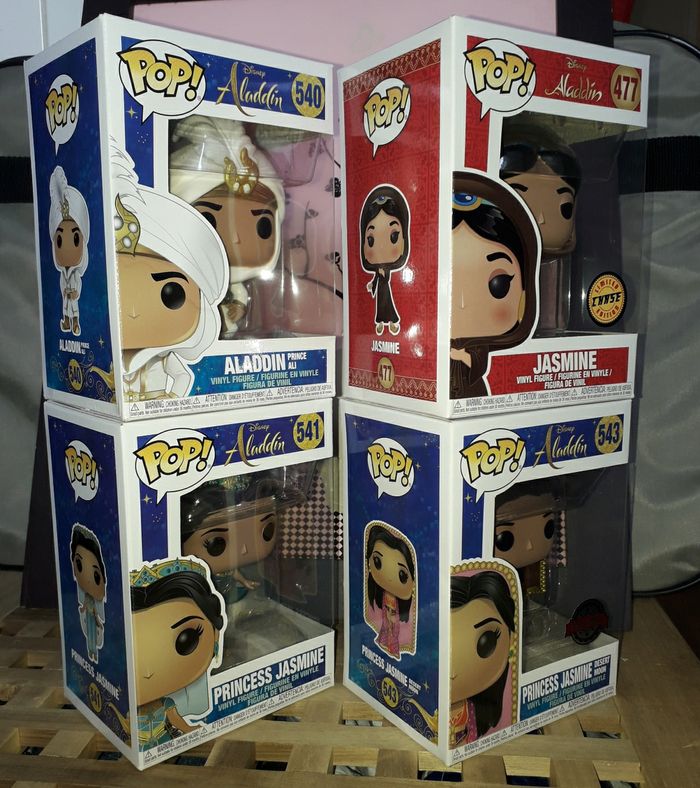 Funko Pop lot de 4 : 3 Princesses Jasmine + 1 Aladdin Disney 477 540 541 543 - photo numéro 4