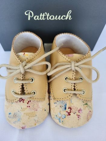 Chaussures bébés en cuir beige Point 20 Made in France 🇨🇵