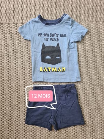 Pyjama court "Batman" 2 pièces - 12 mois