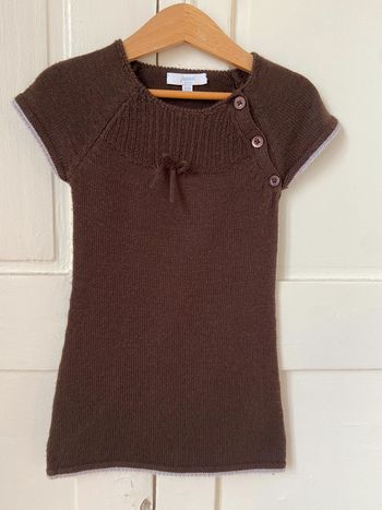 Petite robe en maille manches courtes marron Jacadi 18 mois