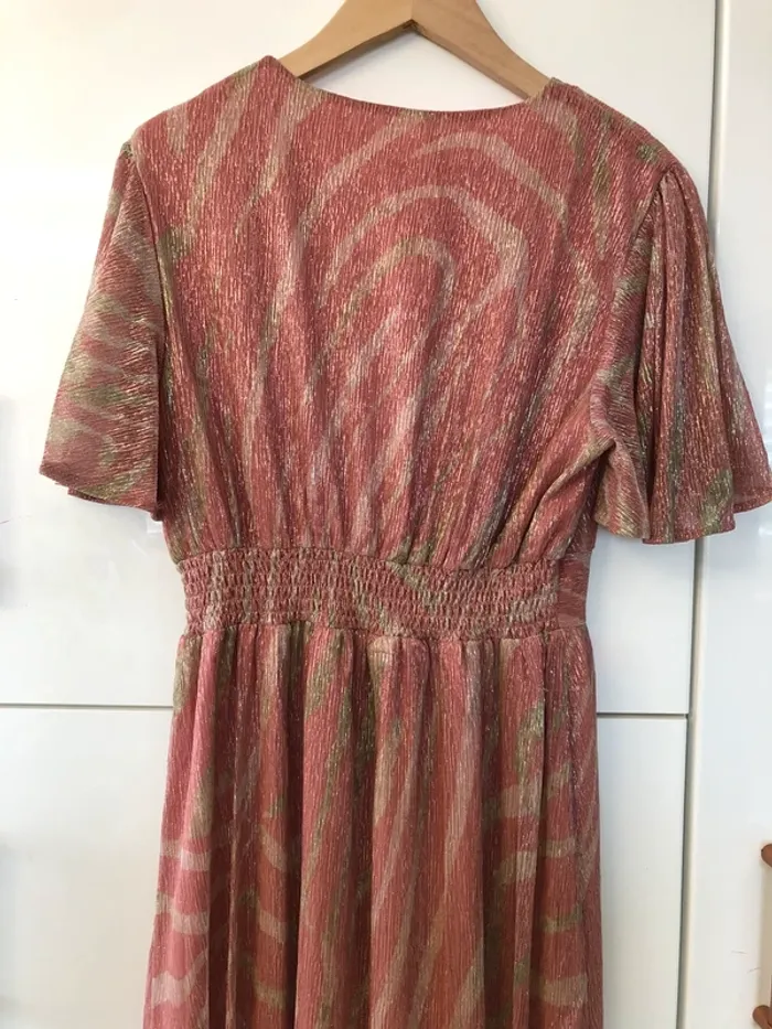 Robe longue d’été soirée rose élégante brillant - photo numéro 4