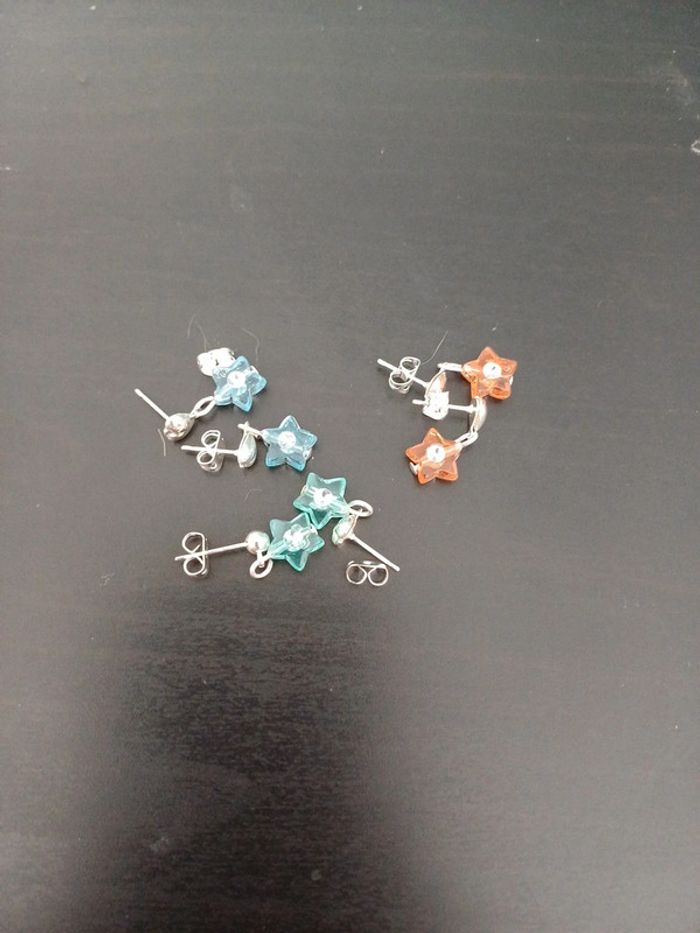 Lot 3 paires de boucles d'oreilles étoiles fillette