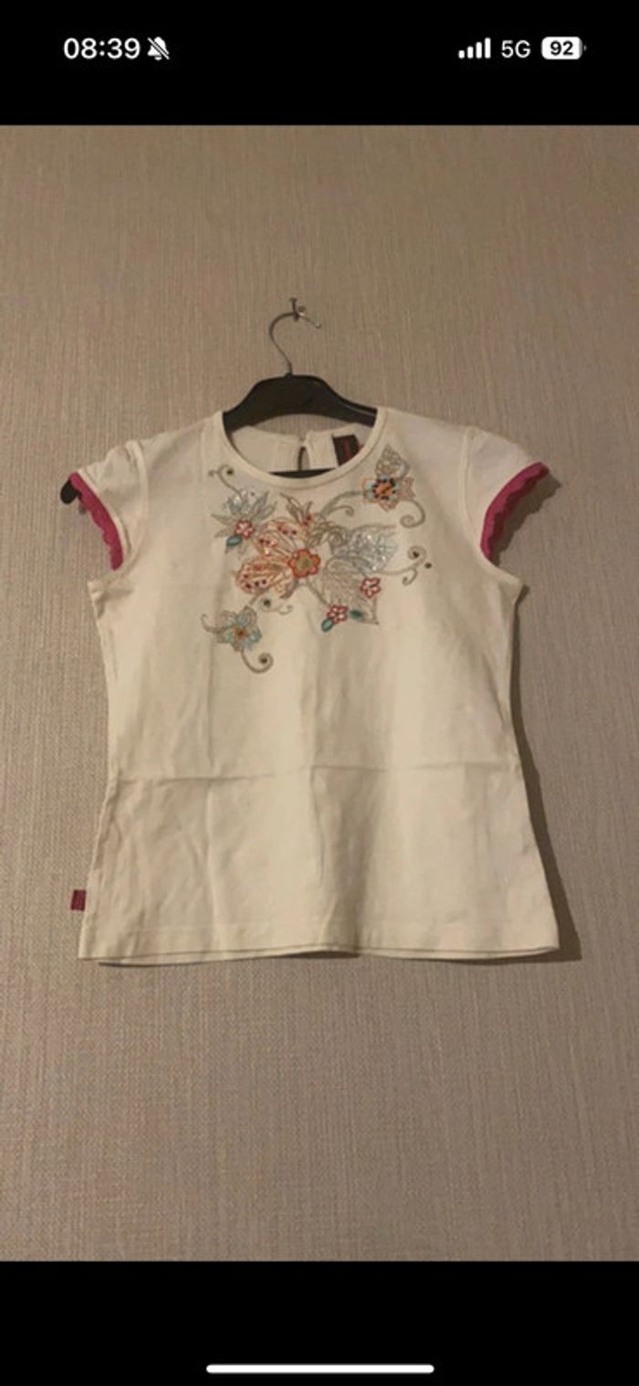 Haut Catimini 12 ans – Broderie florale et sequins