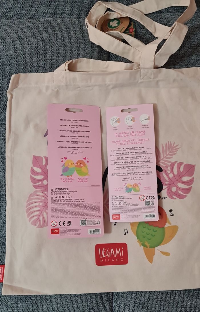 Legami Saint Valentin 2026 Set de 2 Stylos effaçables + Crayon HB + Tote Bag Oiseaux Amoureux - photo numéro 4