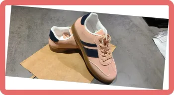 Sneakers en suédine à bandes, NEUVES, coloris Rose, Taille 38