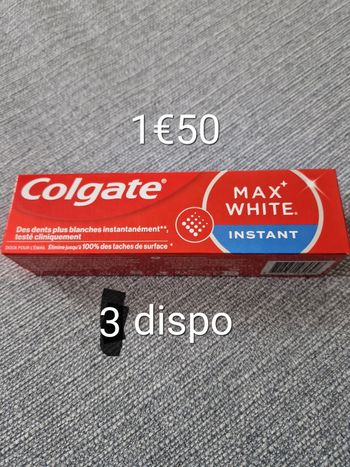 Dentifrice colgate max white instant