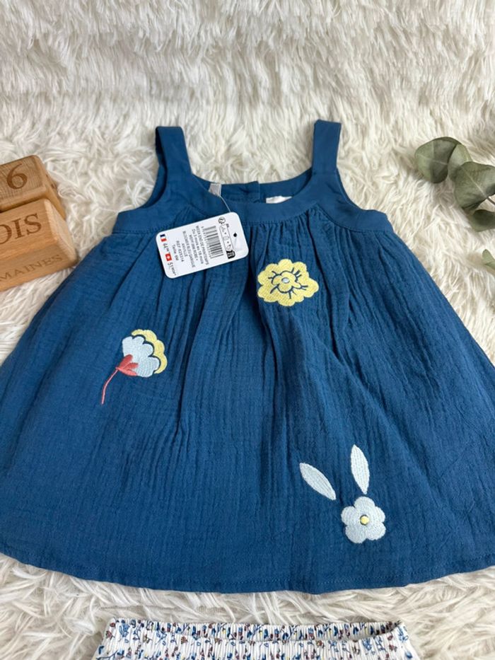 Robe gaze de coton et bloomer Marese taille 6 mois - photo numéro 3