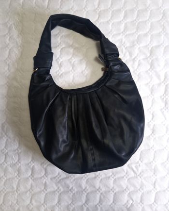 Sac a main bandoulière  , femme  , noir  , effet plissé