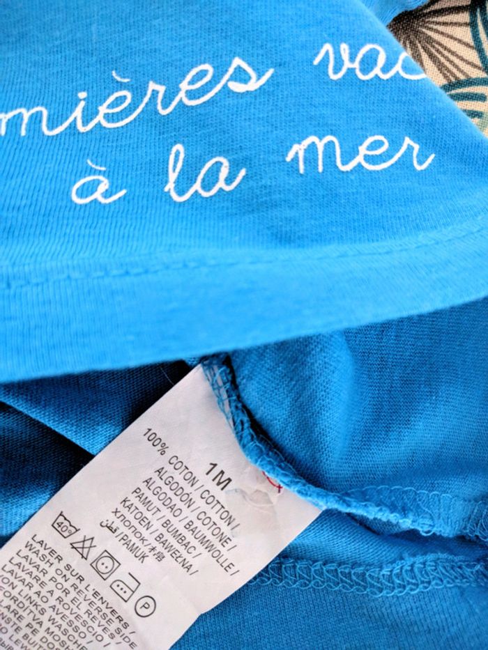 Tee shirt mer bleu 1 mois - photo numéro 4