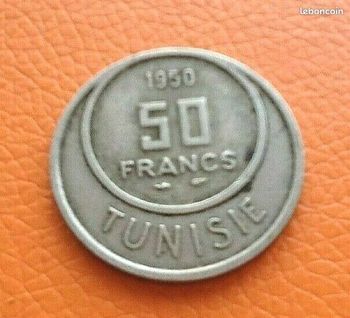 Pièce de monnaie Tunisie  50 Francs  Année : 1950
