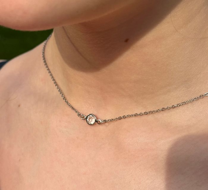 Collier dos nu en laiton argent et cristal - photo numéro 3