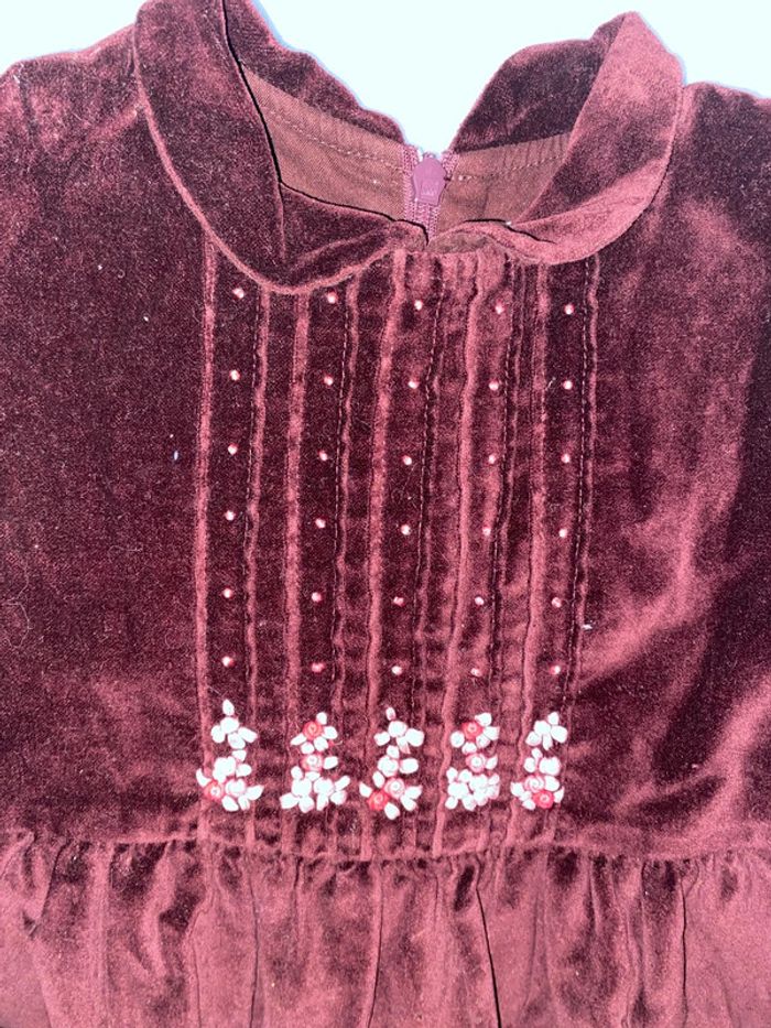 Robe noël fête fin année Jacadi paris 6 ans velours marron violet bordeaux - photo numéro 4