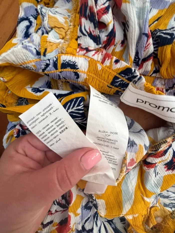 💛 magnifique Top estival jaune fleuri - Promod - T36 - photo numéro 8