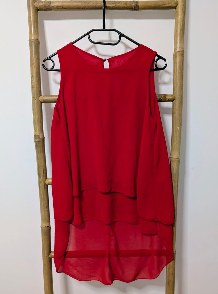 🌸 Femme 🌸 Haut / tunique rouge Made in Italy – Taille Unique (36 à 40) Très bon état