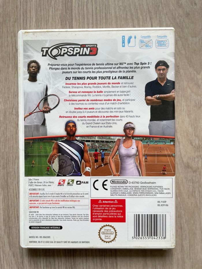 Jeu pour Nintendo Wii, Topspin 3, en français. - photo numéro 3