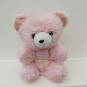 Doudou peluche ours rose vintage