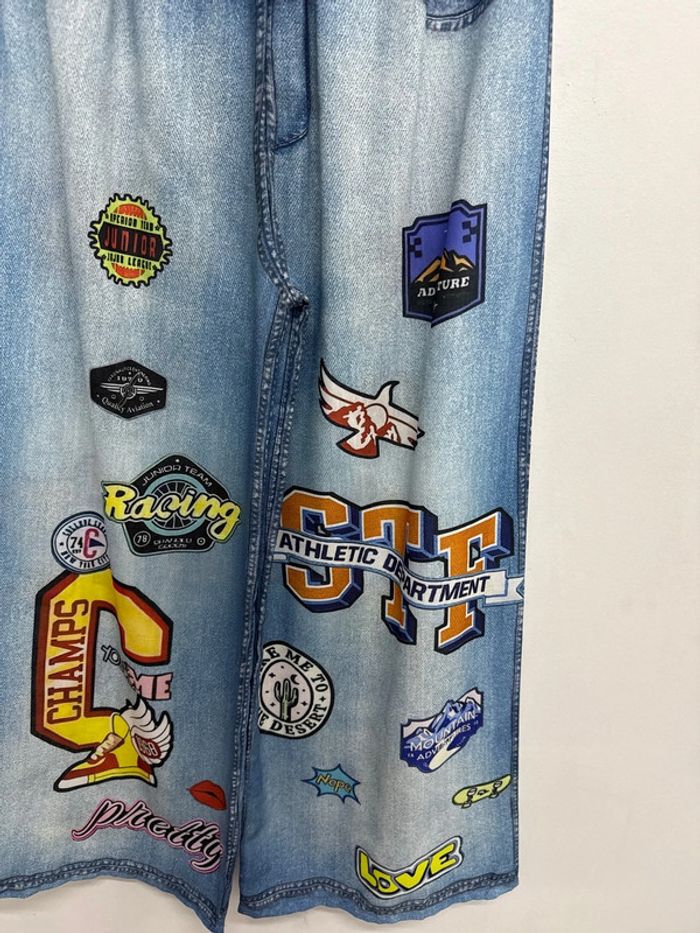 ensemble effet jean chemise avec pantalon imprimé américain usa LA - photo numéro 9