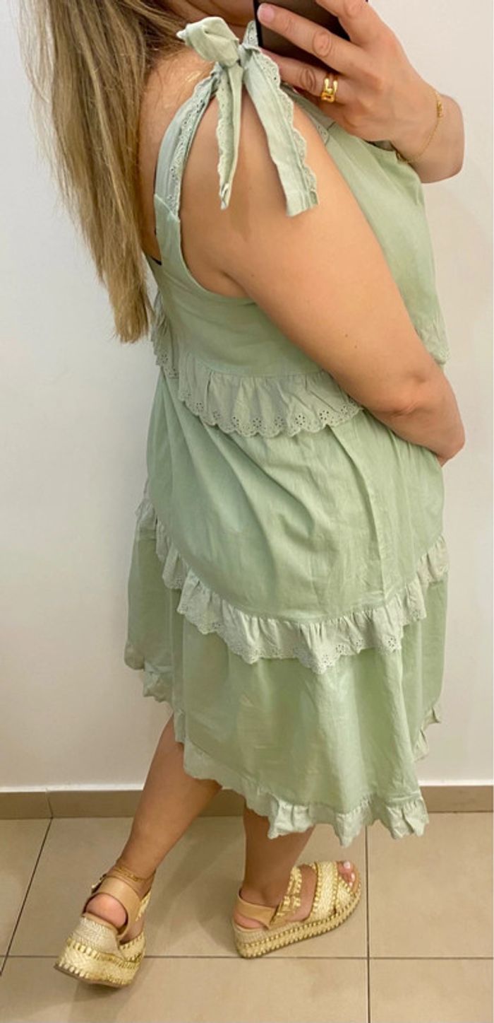 Robe Romantique Avec Broderie Et Bretelles A Nouer Taille 38 - photo numéro 4