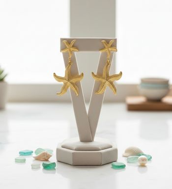 BO Pendantes Style Classique Incrustation Coquille D'étoile De Mer Alliage Cuivre Perles Strass