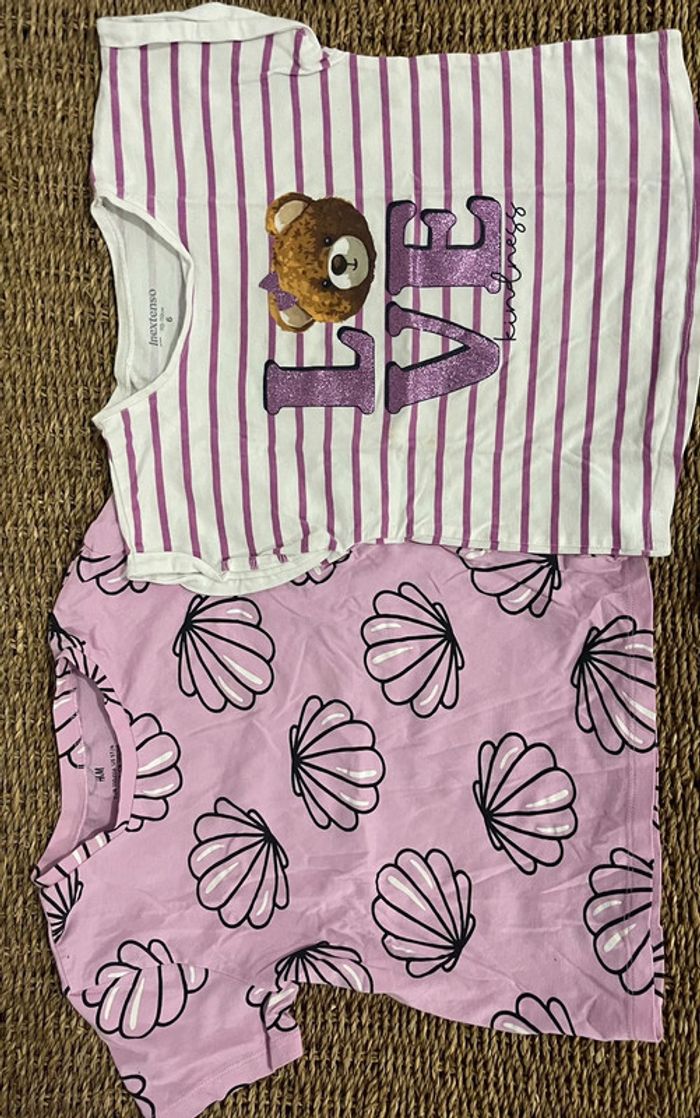 2 hauts fille Coquillages & petit ours