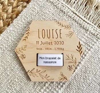 Plaque de naissance personnalisé bois gravé