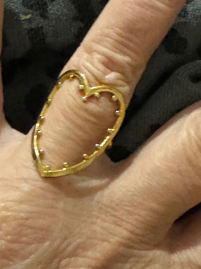 Bague cœur xl acier inoxydable or réglable - photo numéro 2