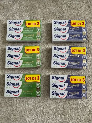 Lot de 18 tubes dentifrice Signal Intégral 8 haleine fraîche & complet