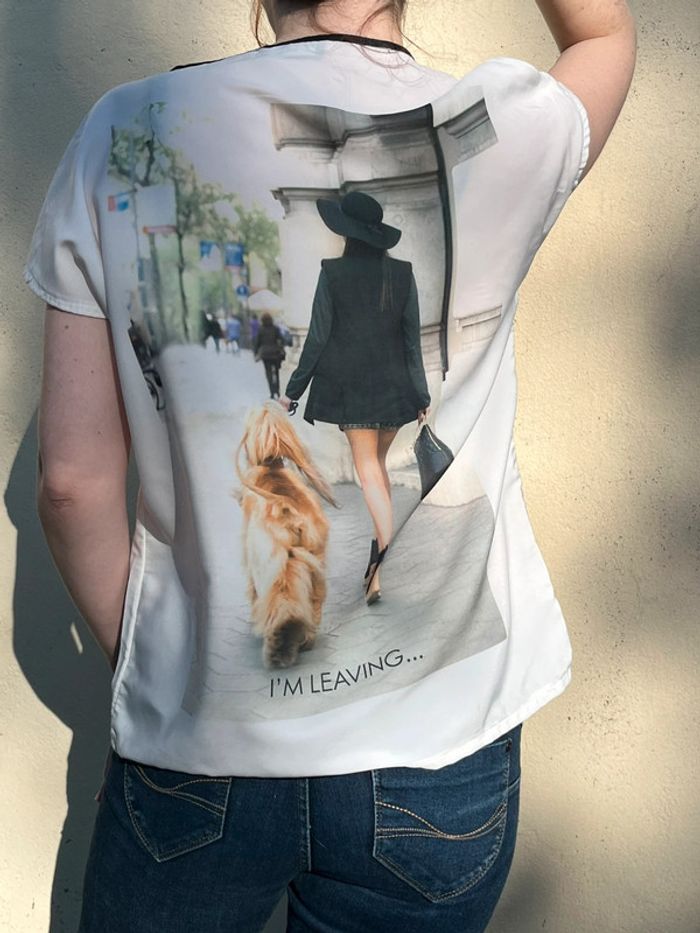 T-shirt imprimé image avec texte avant et arrière - photo numéro 5