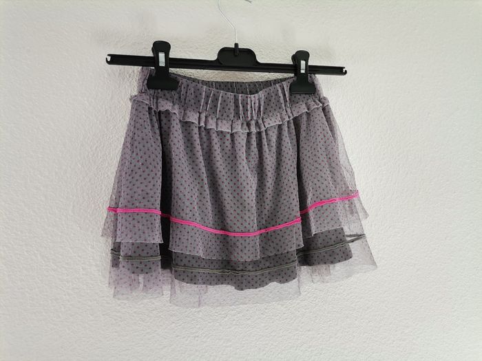 Jupe grise  à pois rose en tulle - photo numéro 3