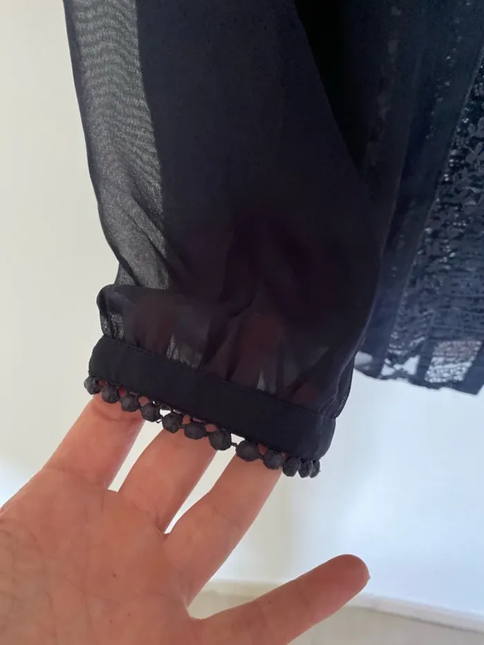Chemise voile et dentelle bleu nuit school rag - photo numéro 4