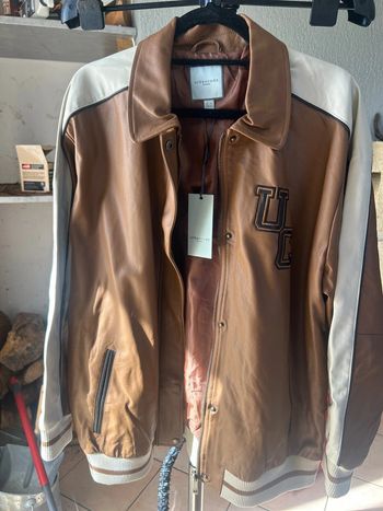 Bomber simili marron et beige