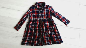 Vêtement fille robe type chemise à carreaux marine et bordeaux Vert Baudet 5 ans Neuve
