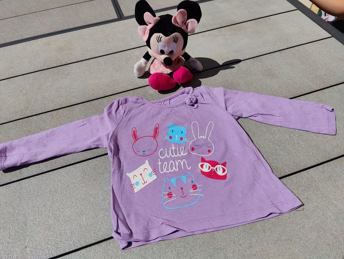 Tee shirt ml fille violet 18 mois - photo numéro 2