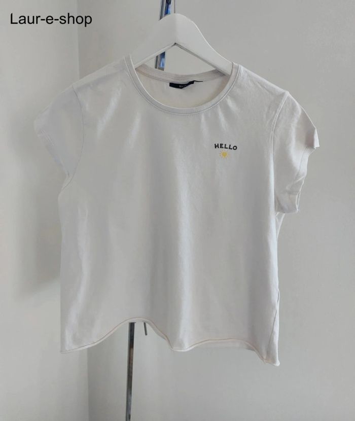 T-shirt manches courtes blanc motif discret 14 ans