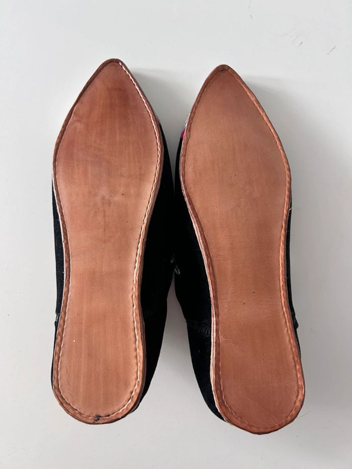 Babouches marocaines en velours noir – Taille 37 | Très bon état - photo numéro 3