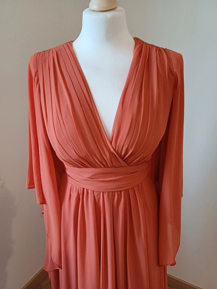 Robe longue rouille/corail de soirée/cocktail Eva & Lola taille S 36 - photo numéro 3
