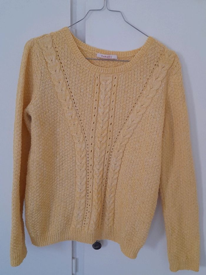 Pull en maille jaune - Camaïeu - photo numéro 3