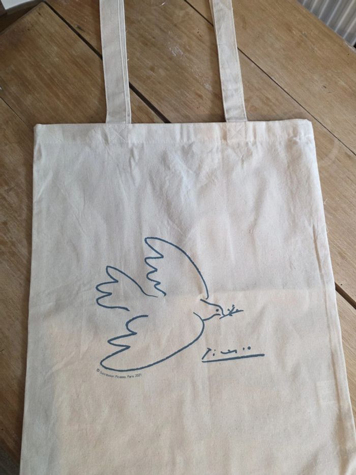Totebag Picasso – motif Colombe de la Paix coton épais arty & tendance - photo numéro 2