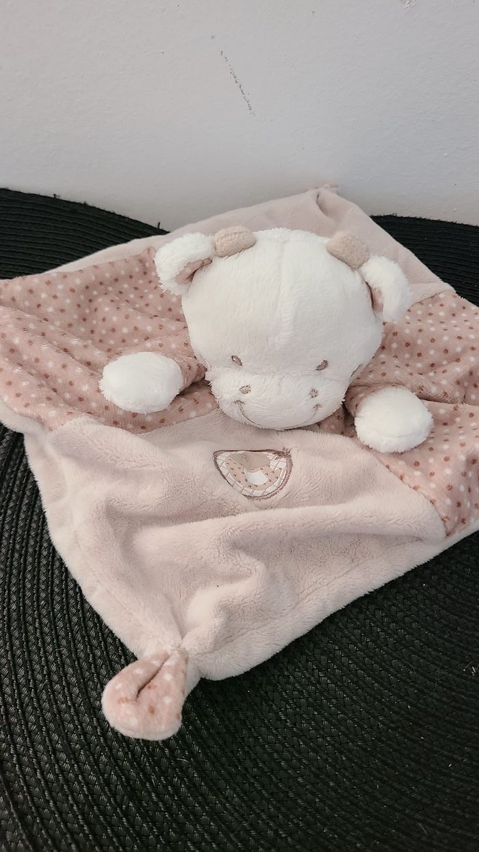 Doudou plat vache beige gris pois MOTS D'ENFANTS - photo numéro 3