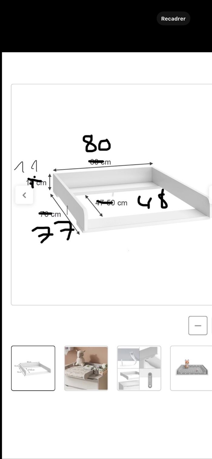 Plan à langer pour commode