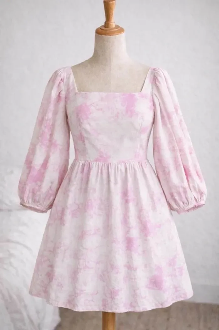 Robe trapèze blanche et rose - Collusion - Taille 38 - Taille M